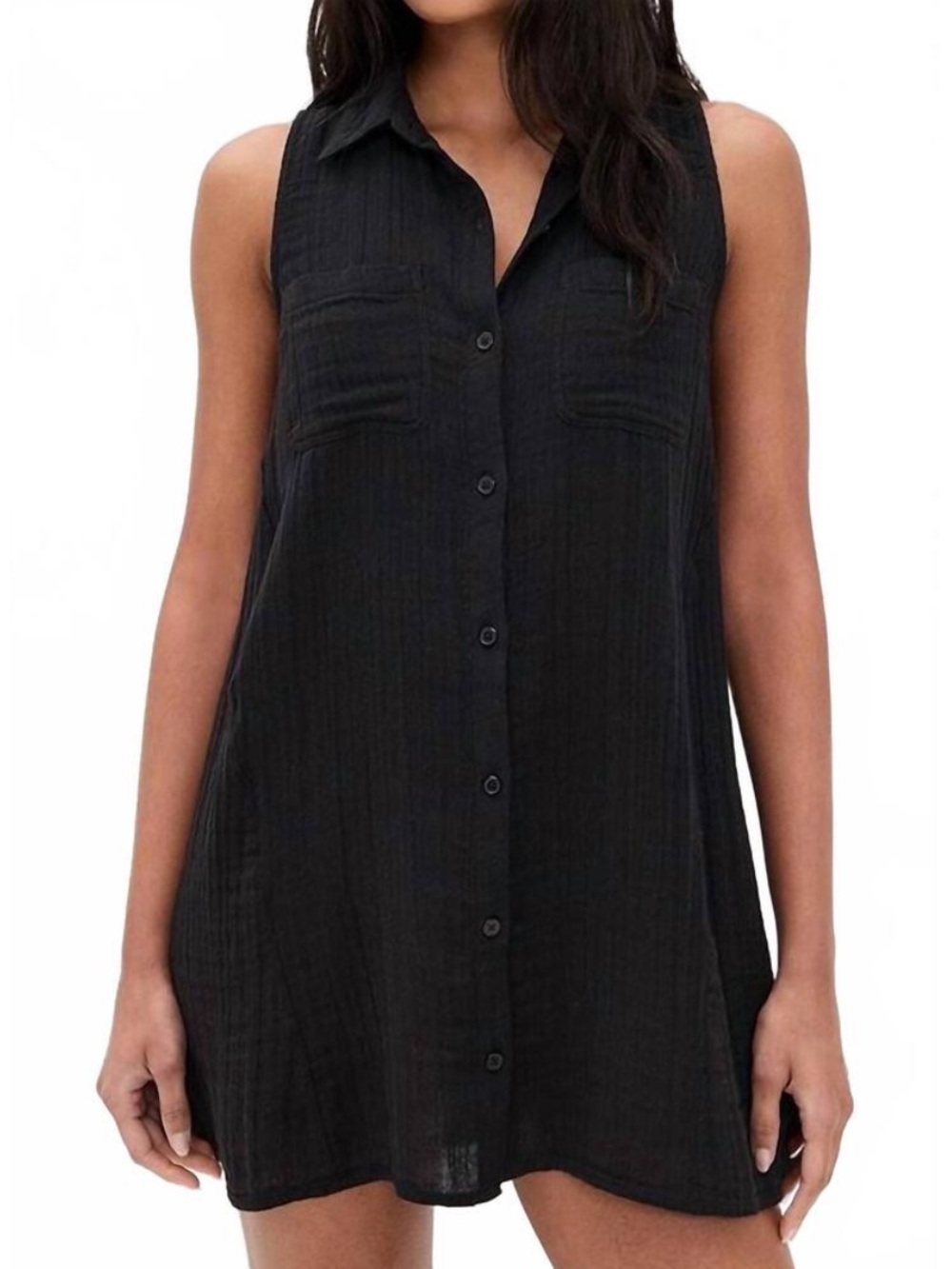 Z Supply New Light Crinkle Mini Dress Black Size Small Sleeveless